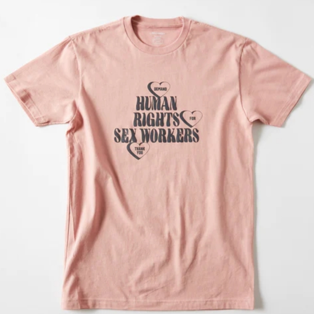 Philadelphia Print Works "Human Rights for Sex Workers" Large T-Shirt Like New